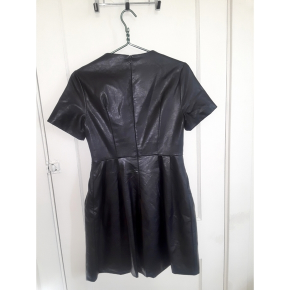 Black Vegan Leather Dress With Pockets - Picture 2 of 2